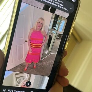 Milly Pink and Orange Striped Maxi Dress